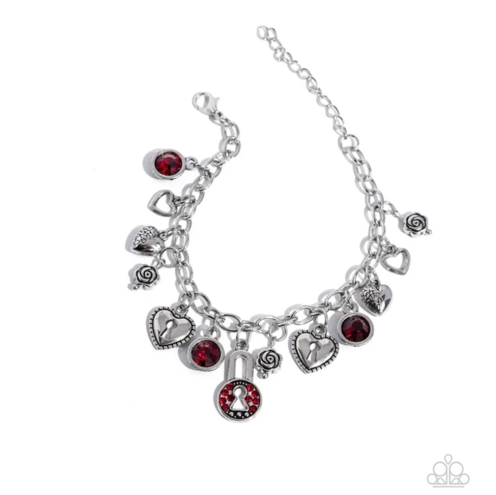 Luxurious Locks - Red Bracelet - Fashion Jewelry Paparazzi
